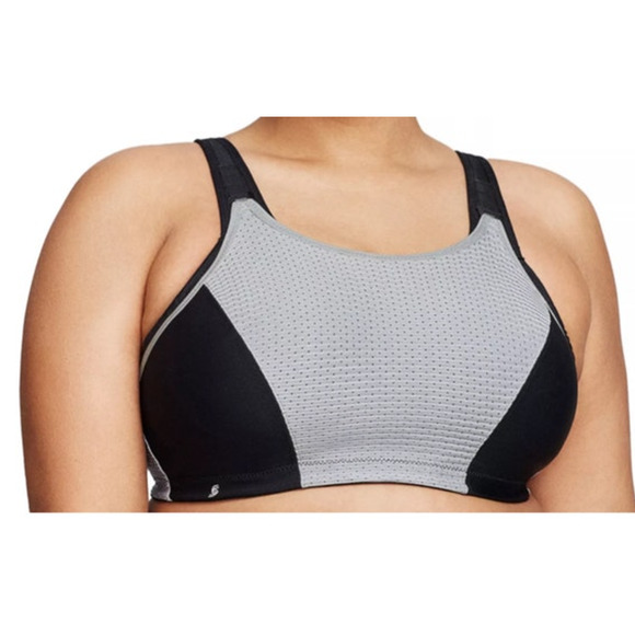 Glamorise Sport Bra 1166 Full-Figure Adjustable Wireless black gray size 36C - Picture 1 of 7
